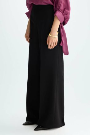 Purificacion Garci Crepé Wide-Leg Trousers Women Black Trousers
