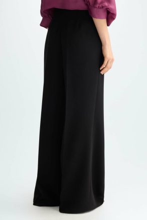 Purificacion Garci Crepé Wide-Leg Trousers Women Black Trousers - Image 3