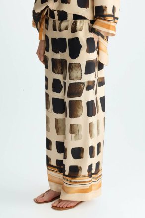 Purificacion Garci Cubos Print Twill Wide-Leg Trousers Women Beige/Multicolor Trousers