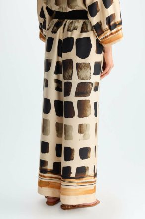 Purificacion Garci Cubos Print Twill Wide-Leg Trousers Women Beige/Multicolor Trousers - Image 3