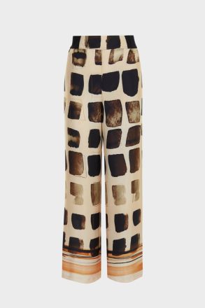 Purificacion Garci Cubos Print Twill Wide-Leg Trousers Women Beige/Multicolor Trousers - Image 5