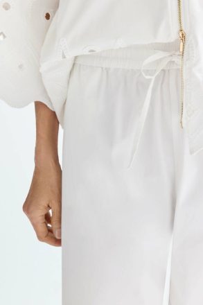 Purificacion Garci Cut-Out Embroidered Poplin Wide-Leg Trousers Trousers White Women - Image 2