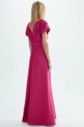 Purificacion Garci Draped Taffeta Long Dress Pink Evening Women - Image 3