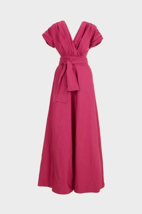 Purificacion Garci Draped Taffeta Long Dress Pink Evening Women - Image 4