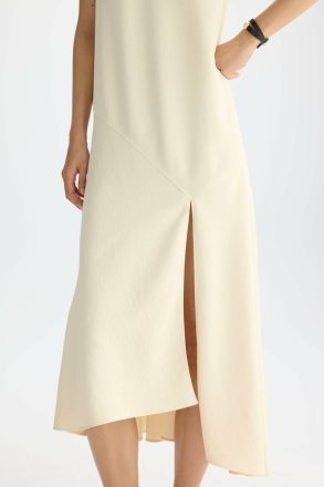 Purificacion Garci Dresses Vanilla Women Sleeveless Asymmetric Crepe Dress - Image 2