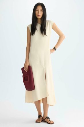 Purificacion Garci Dresses Vanilla Women Sleeveless Asymmetric Crepe Dress - Image 4