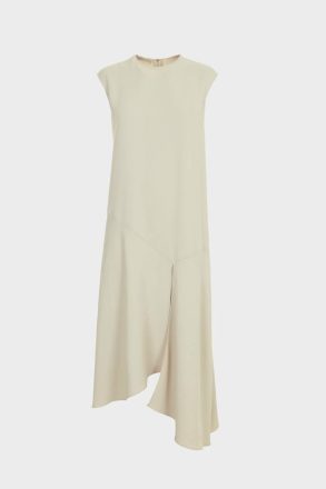 Purificacion Garci Dresses Vanilla Women Sleeveless Asymmetric Crepe Dress - Image 5