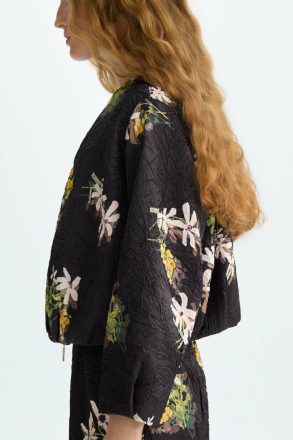Purificacion Garci Florigami Print Crinkle Satin Short Coat Black/Multicolor Evening Women - Image 2