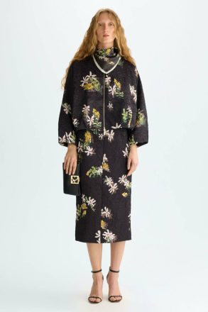 Purificacion Garci Florigami Print Crinkle Satin Short Coat Black/Multicolor Evening Women - Image 4