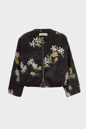 Purificacion Garci Florigami Print Crinkle Satin Short Coat Black/Multicolor Evening Women - Image 5