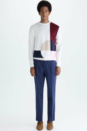 Purificacion Garci Geometric Intarsia Pima Cotton Knit Sweater Men Ecru/Multicolour Sweatshirts - Image 4