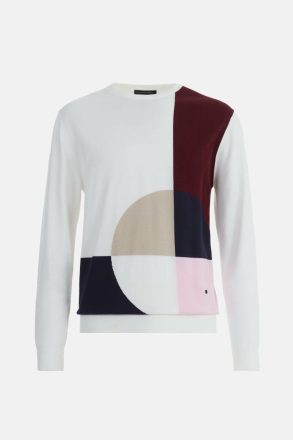 Purificacion Garci Geometric Intarsia Pima Cotton Knit Sweater Men Ecru/Multicolour Sweatshirts - Image 5