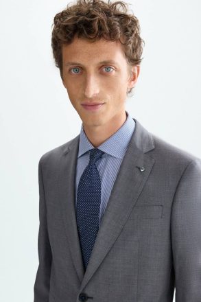 Purificacion Garci Gray Mélange Men Tropical Wool Classic Fit Suit Jacket Suits And Blazers - Image 2