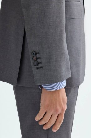 Purificacion Garci Gray Mélange Men Tropical Wool Classic Fit Suit Jacket Suits And Blazers - Image 3