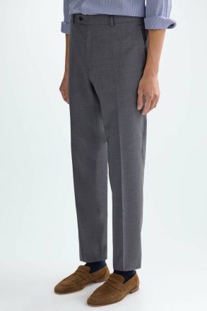Purificacion Garci Gray Mélange Men Trousers Tropical Wool Classic Fit Suit Trousers
