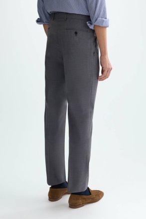 Purificacion Garci Gray Mélange Men Trousers Tropical Wool Classic Fit Suit Trousers - Image 3