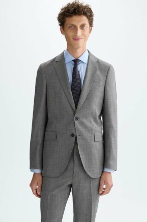 Purificacion Garci Gray Wool Bird's Eye Weave Classic Fit Suit Jacket Suits And Blazers Men