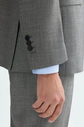 Purificacion Garci Gray Wool Bird's Eye Weave Classic Fit Suit Jacket Suits And Blazers Men - Image 3