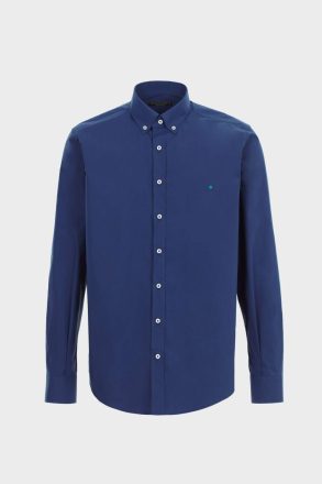 Purificacion Garci Grosgrain-Trimmed Poplin Shirt Navy Men Shirts - Image 4