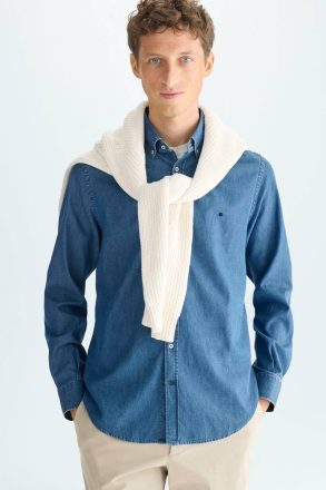 Purificacion Garci Indigo Blue Shirts Men Denim Shirt