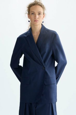 Purificacion Garci Jackets Poplin Oversize Tailored Jacket Women Navy