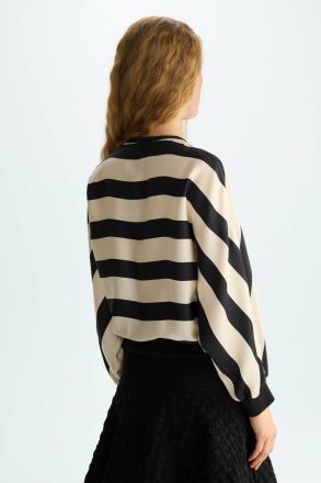 Purificacion Garci Jackets Women Striped Twill Oversize Jacket Vanilla/Black - Image 3