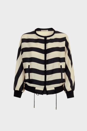 Purificacion Garci Jackets Women Striped Twill Oversize Jacket Vanilla/Black - Image 5
