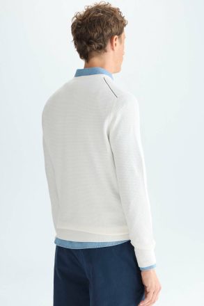 Purificacion Garci Knitwear Textured Pima Cotton Sweater Men Ecru - Image 3