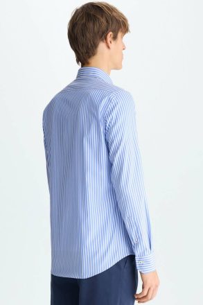 Purificacion Garci Men Candy Stripe Poplin Shirt Sky Blue/White Shirts - Image 3