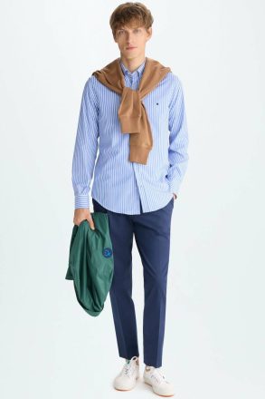 Purificacion Garci Men Candy Stripe Poplin Shirt Sky Blue/White Shirts - Image 4