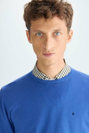 Purificacion Garci Men Cobalt Sweatshirts Pima Cotton Crew-Neck Sweater - Image 2
