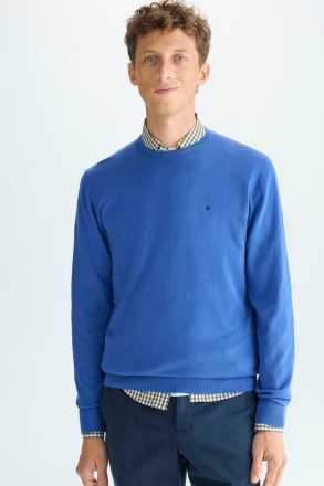 Purificacion Garci Men Cobalt Sweatshirts Pima Cotton Crew-Neck Sweater