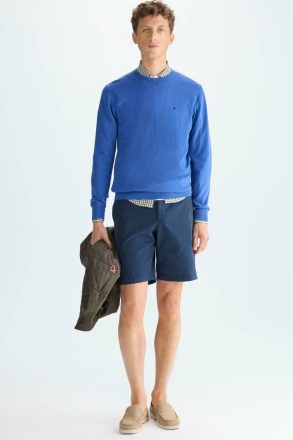 Purificacion Garci Men Cobalt Sweatshirts Pima Cotton Crew-Neck Sweater - Image 4