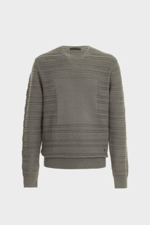 Purificacion Garci Men Knitwear Khaki Cube Textured Cotton Sweater - Image 5
