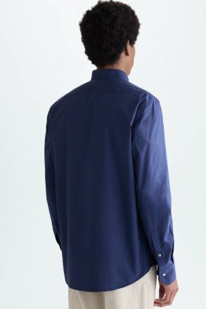 Purificacion Garci Men Poplin Shirt Shirts Navy - Image 3