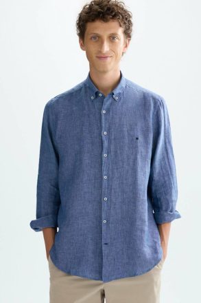 Purificacion Garci Men Shirts Linen Shirt Ink Blue
