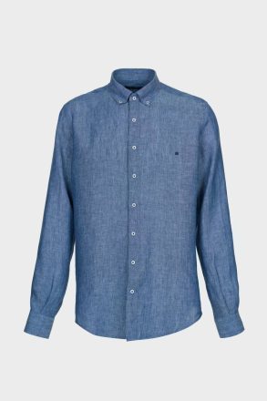 Purificacion Garci Men Shirts Linen Shirt Ink Blue - Image 5