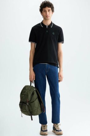Purificacion Garci Men Stretch-Piqué Half-Zip Slim Fit Polo Shirt Black Polo Shirts - Image 4