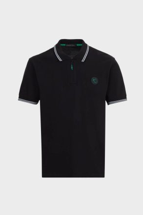 Purificacion Garci Men Stretch-Piqué Half-Zip Slim Fit Polo Shirt Black Polo Shirts - Image 5