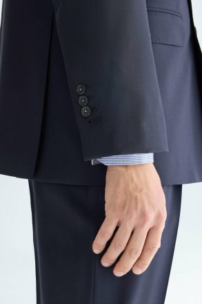 Purificacion Garci Men Suits And Blazers Navy Tropical Wool Double-Breasted Classic Fit Suit Jacket - Image 2
