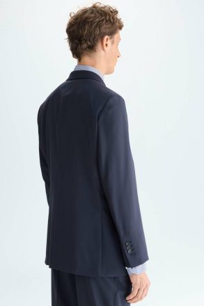 Purificacion Garci Men Suits And Blazers Navy Tropical Wool Double-Breasted Classic Fit Suit Jacket - Image 3