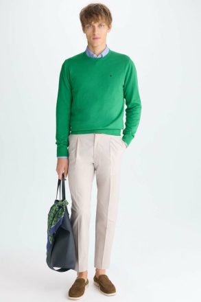 Purificacion Garci Men Sweatshirts Pima Cotton Crew-Neck Sweater Green - Image 4