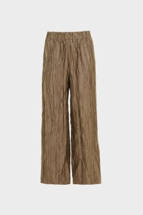 Purificacion Garci Metallic Crinkle Straight-Leg Pyjama-Style Trousers Evening Gold Women - Image 5