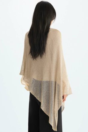 Purificacion Garci Metallic Thread Asymmetric Short Cape Knitwear Women Gold - Image 3