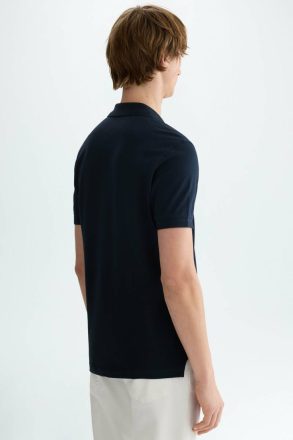 Purificacion Garci Navy Piqué Slim Fit Polo Shirt Men Polo Shirts - Image 3