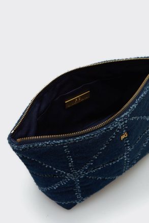 Purificacion Garci Navy Pouches And Wash Bags Origami Denim L Wash Bag Men - Image 3