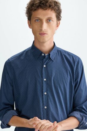 Purificacion Garci Navy/White Cubo Dots Print Poplin Shirt Shirts Men - Image 4