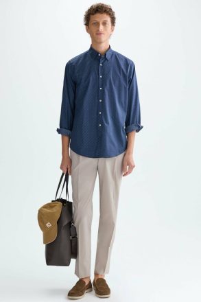 Purificacion Garci Navy/White Cubo Dots Print Poplin Shirt Shirts Men - Image 5