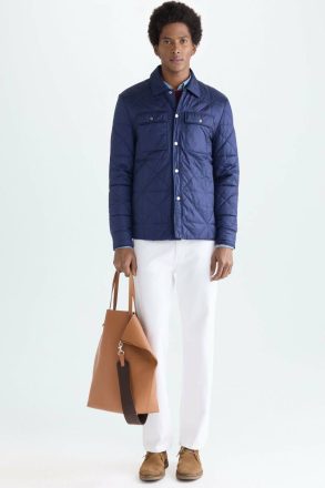 Purificacion Garci Origami Quilted Nylon Overshirt Men Ink Blue Outerwear - Image 4