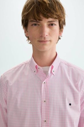 Purificacion Garci Pink/White Shirts Men Chequered Oxford Shirt - Image 2